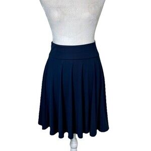 Women’s Navy A-Line Skater Skirt Flowy Flare Yoga Waistband Casual Minimalist XS